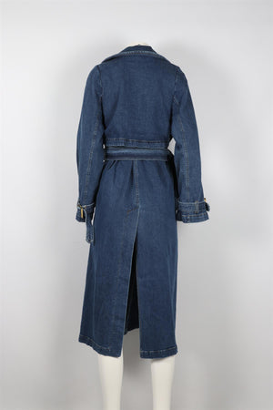 NOUR HAMMOUR BLUE DENIM TRENCH COAT FR 34 UK 6