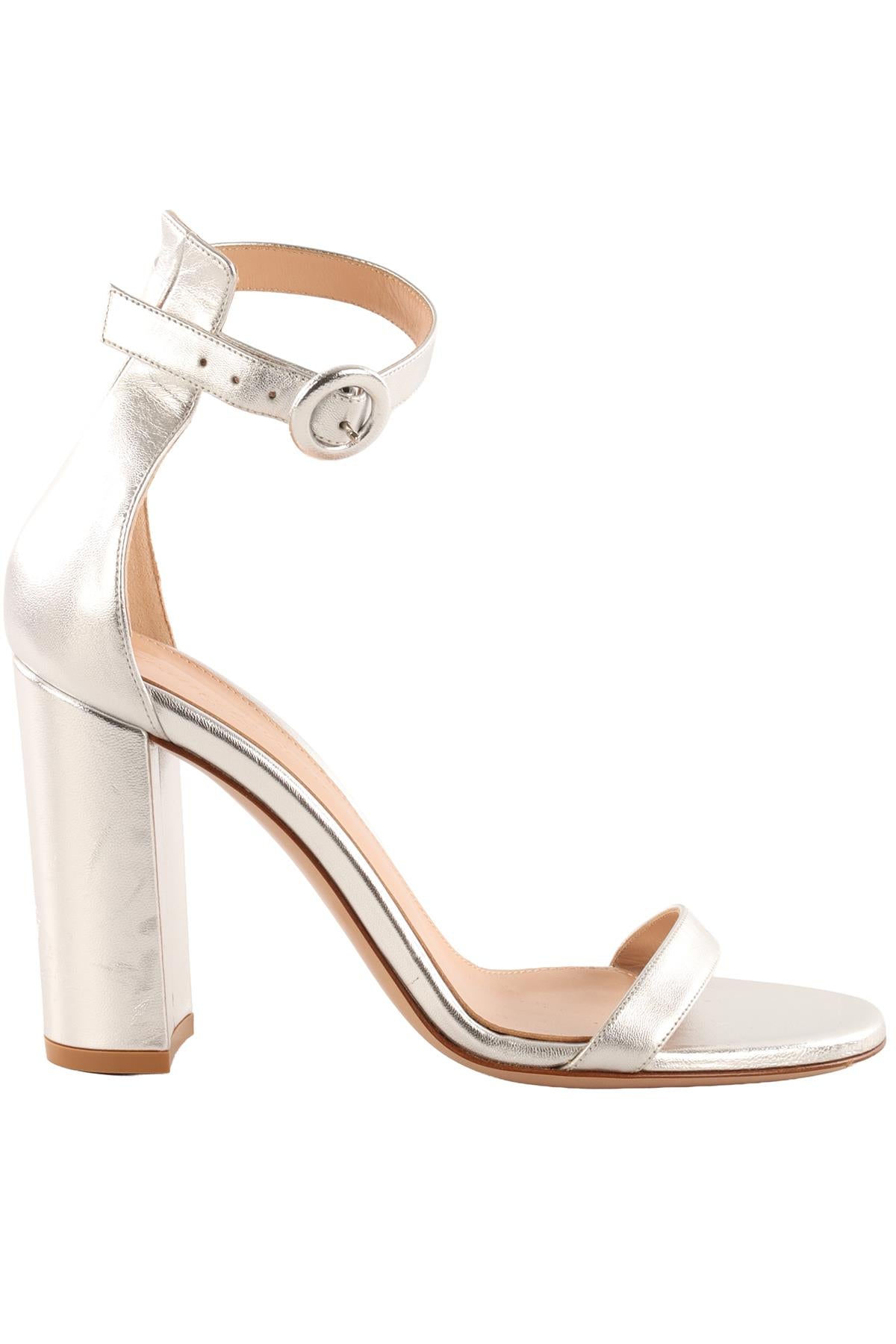 GIANVITO ROSSI SILVER LEATHER SANDALS EU 37 UK 4 US 7
