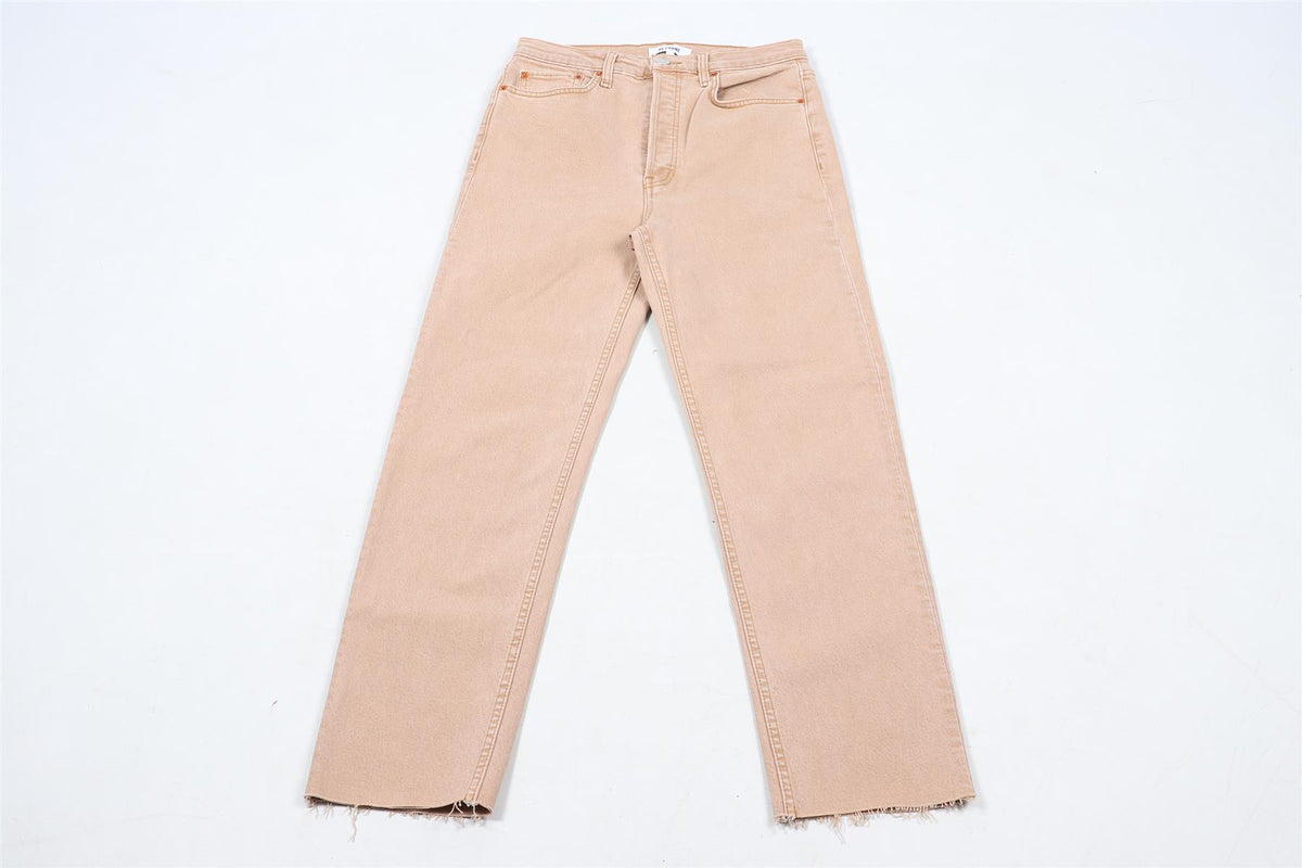 RE/DONE TAN HIGH RISE STRAIGHT LEG JEANS W27 UK 8-10