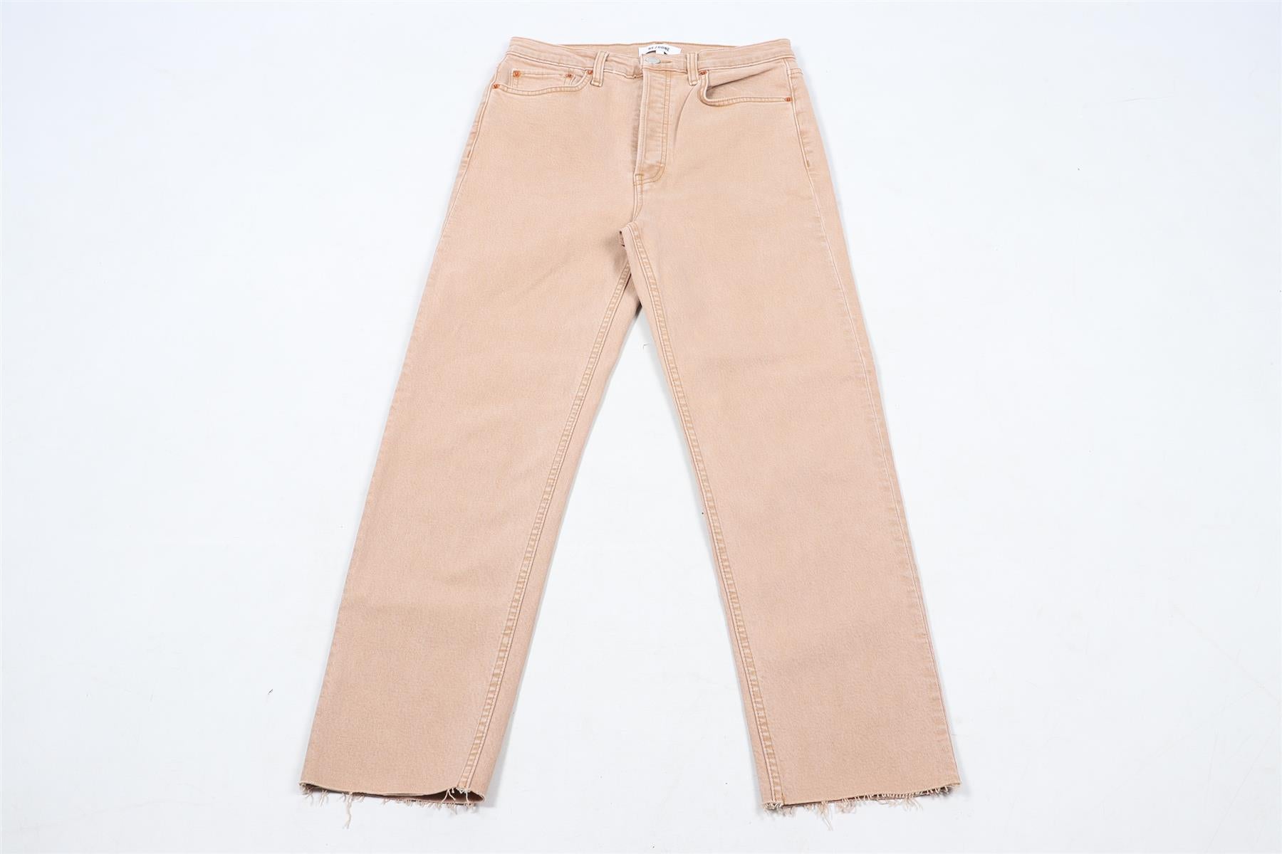 RE/DONE TAN HIGH RISE STRAIGHT LEG JEANS W27 UK 8-10