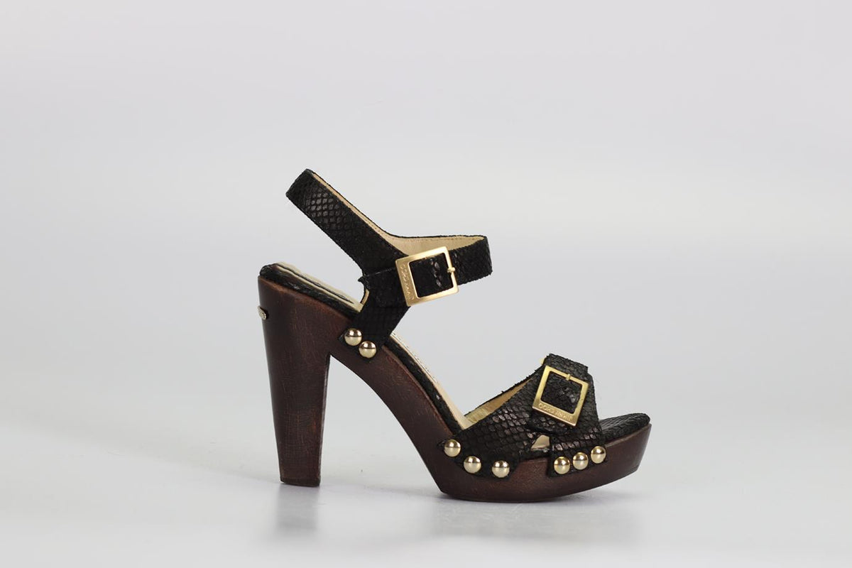 JIMMY CHOO SNAKE EFFECT LEATHER SANDALS EU 37 UK 4 US 7