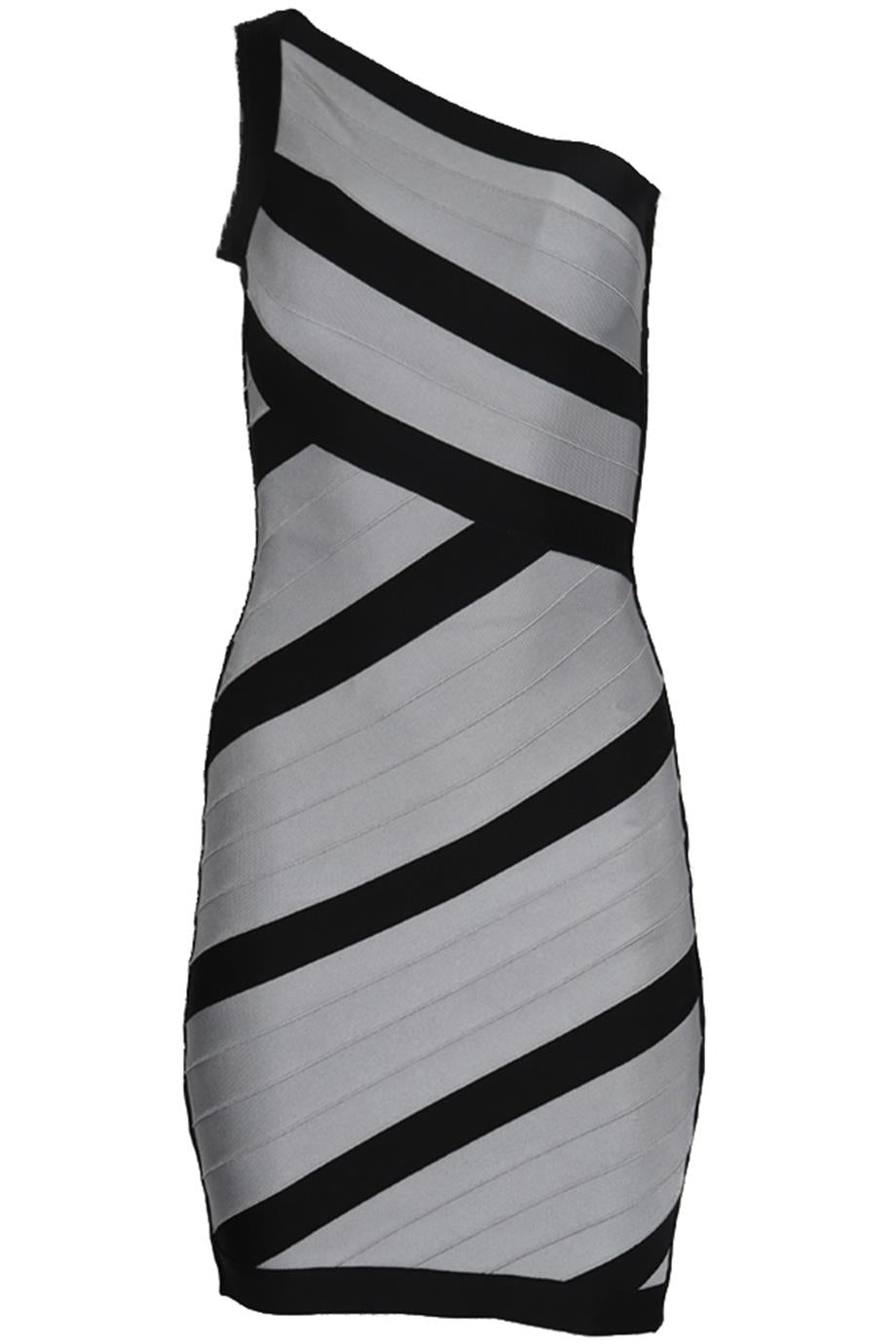 HERVÉ LEGER ONE SHOULDER BANDAGE MINI DRESS SMALL