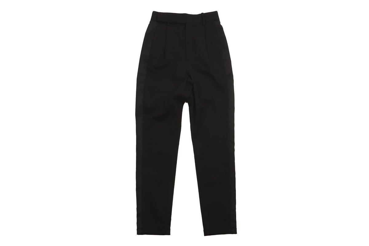SAINT LAURENT BLACK WOOL TAPERED PANTS FR 34 UK 6