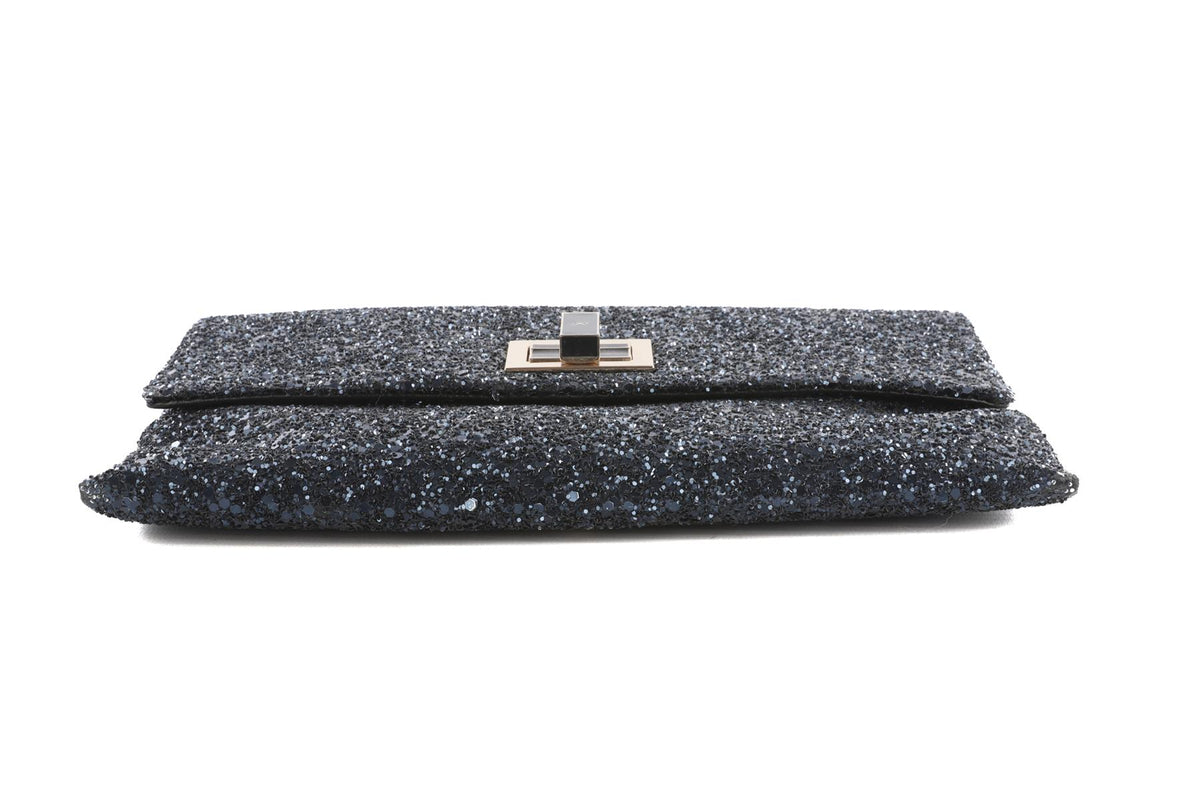 ANYA HINDMARCH NAVY GLITTER CLUTCH