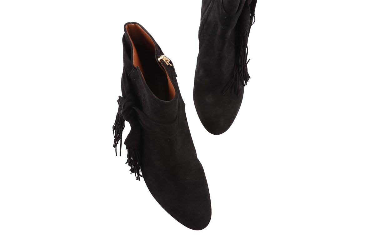 AQUAZZURA BLACK SUEDE ANKLE BOOTS EU 37.5 UK 4.5 US 7.5