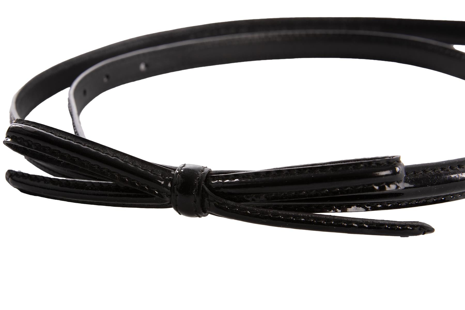 PRADA BLACK PATENT LEATHER WAIST BELT 80CM