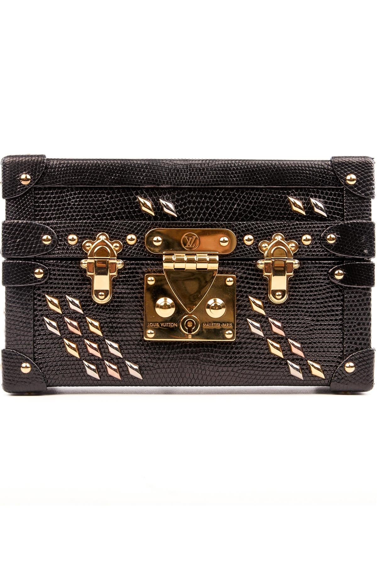 LOUIS VUITTON BLACK 2016 PETITE MALLE LEATHER CLUTCH