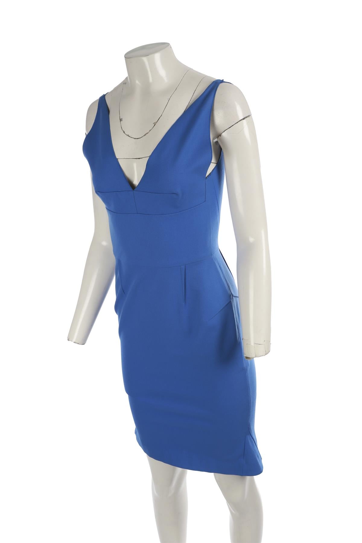 ROLAND MOURET BLUE COTTON MIDI DRESS UK 10