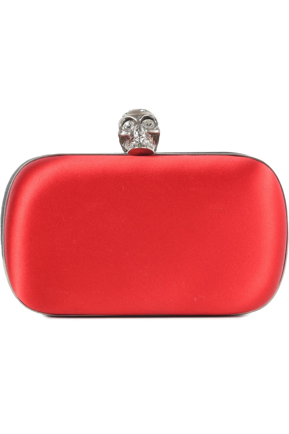 ALEXANDER MCQUEEN RED SATIN CLUTCH
