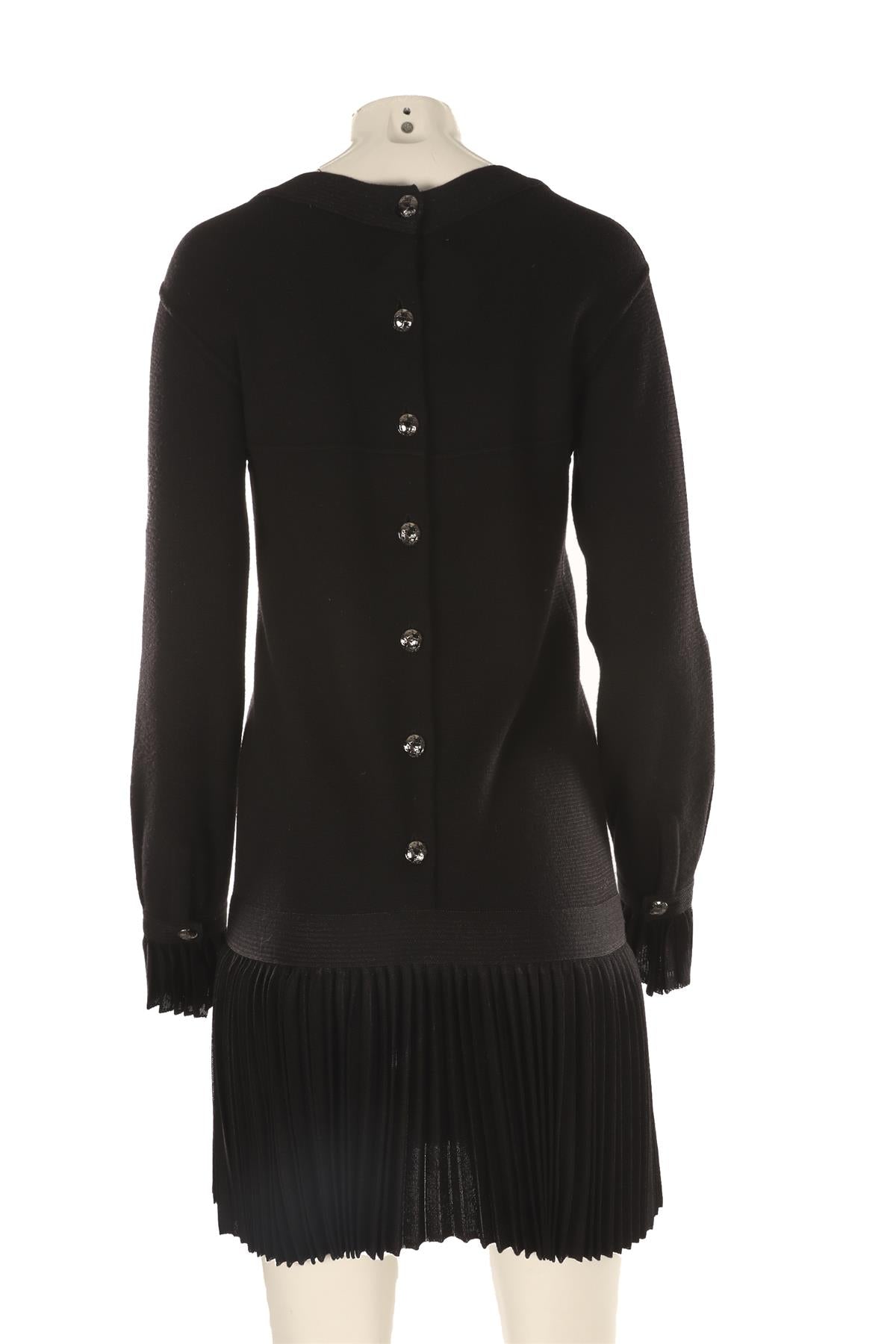 CHANEL BLACK 2012 KNIT MIDI DRESS FR 38 UK 10