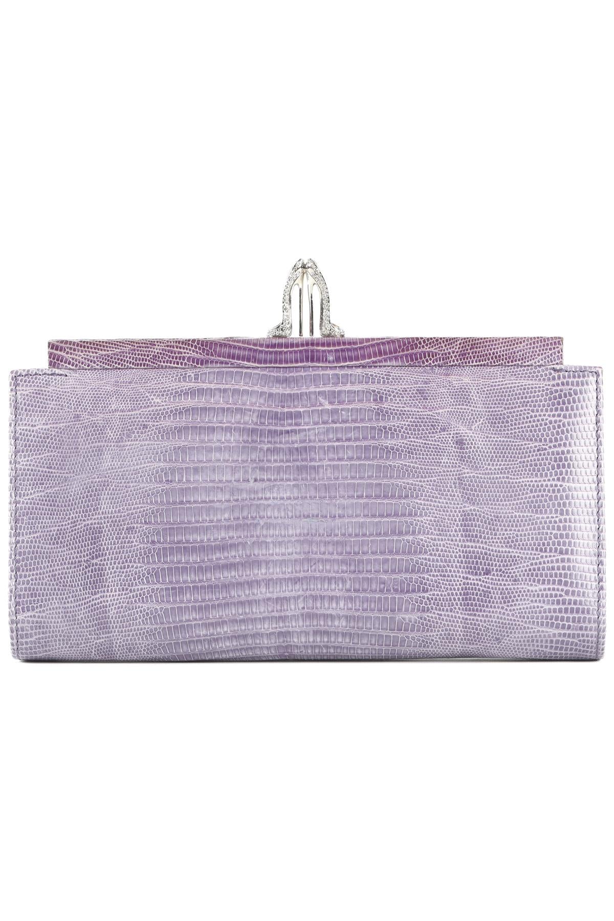 CHRISTIAN LOUBOUTIN PURPLE MISS LOUBI LIZARD CLUTCH