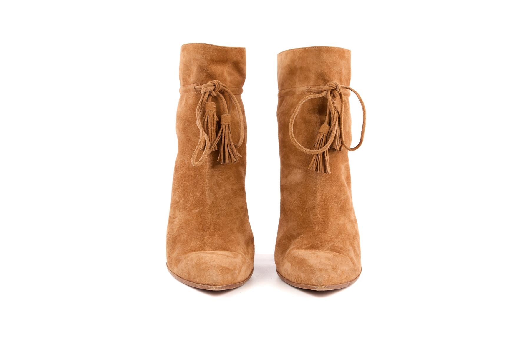 AQUAZZURA BEIGE SUEDE ANKLE BOOTS EU 40 UK 7 US 10