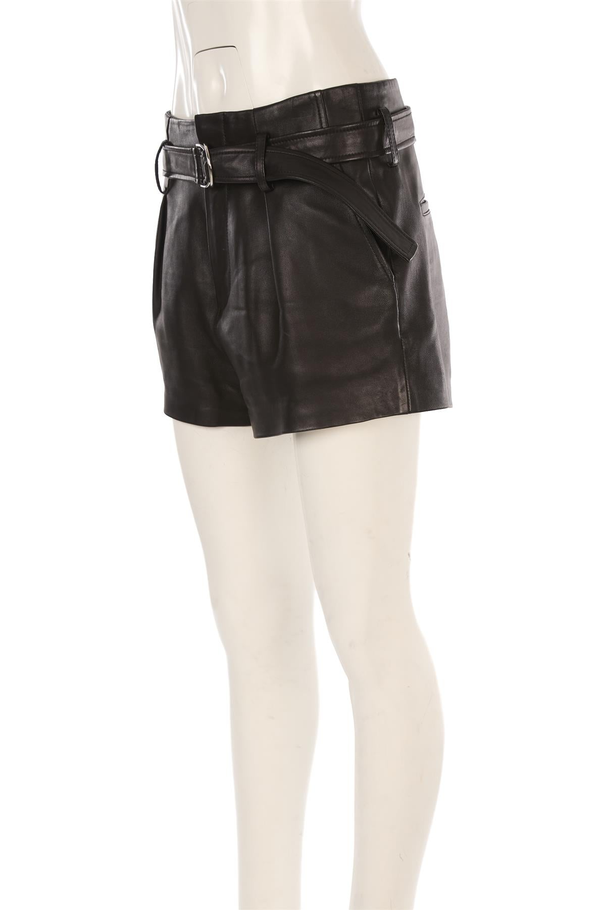IRO BLACK LEATHER SHORTS FR 38 UK 10