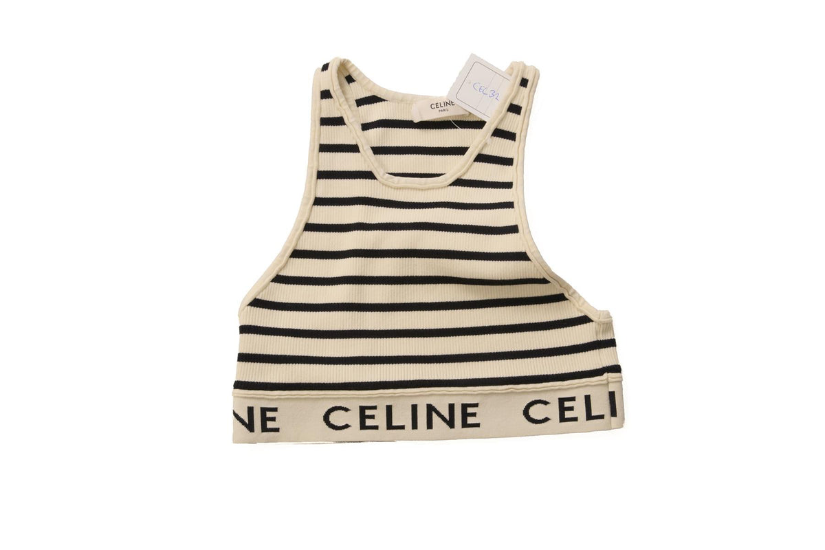 CELINE CREAM KNIT CROP TOP SMALL