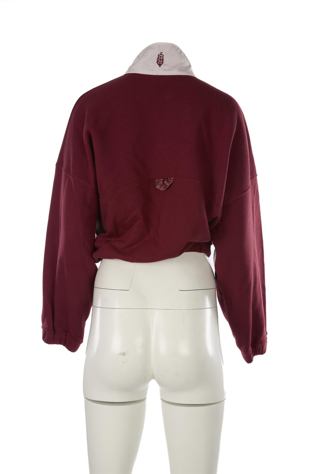 FREE PEOPLE BURGUNDY COTTON SWEATSHIRT XSMALL