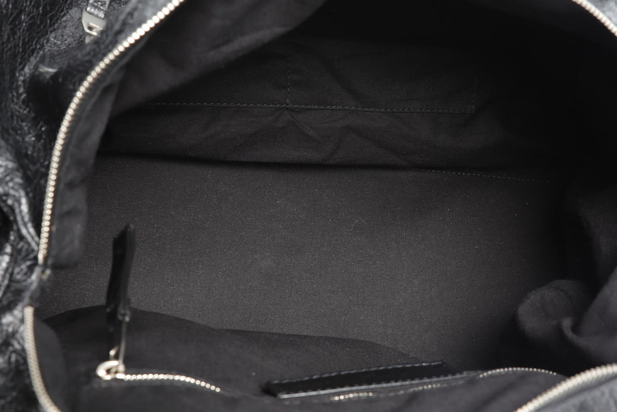 BALENCIAGA BLACK 2017 CITY LEATHER DUFFLE BAG