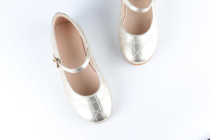 CHRISTIAN DIOR GOLD KIDS GIRLS LEATHER BALLET FLATS EU 26 UK 8.5 US 9