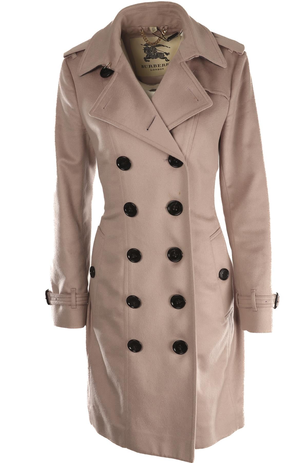 BURBERRY PURPLE CASHMERE TRENCH COAT UK 12