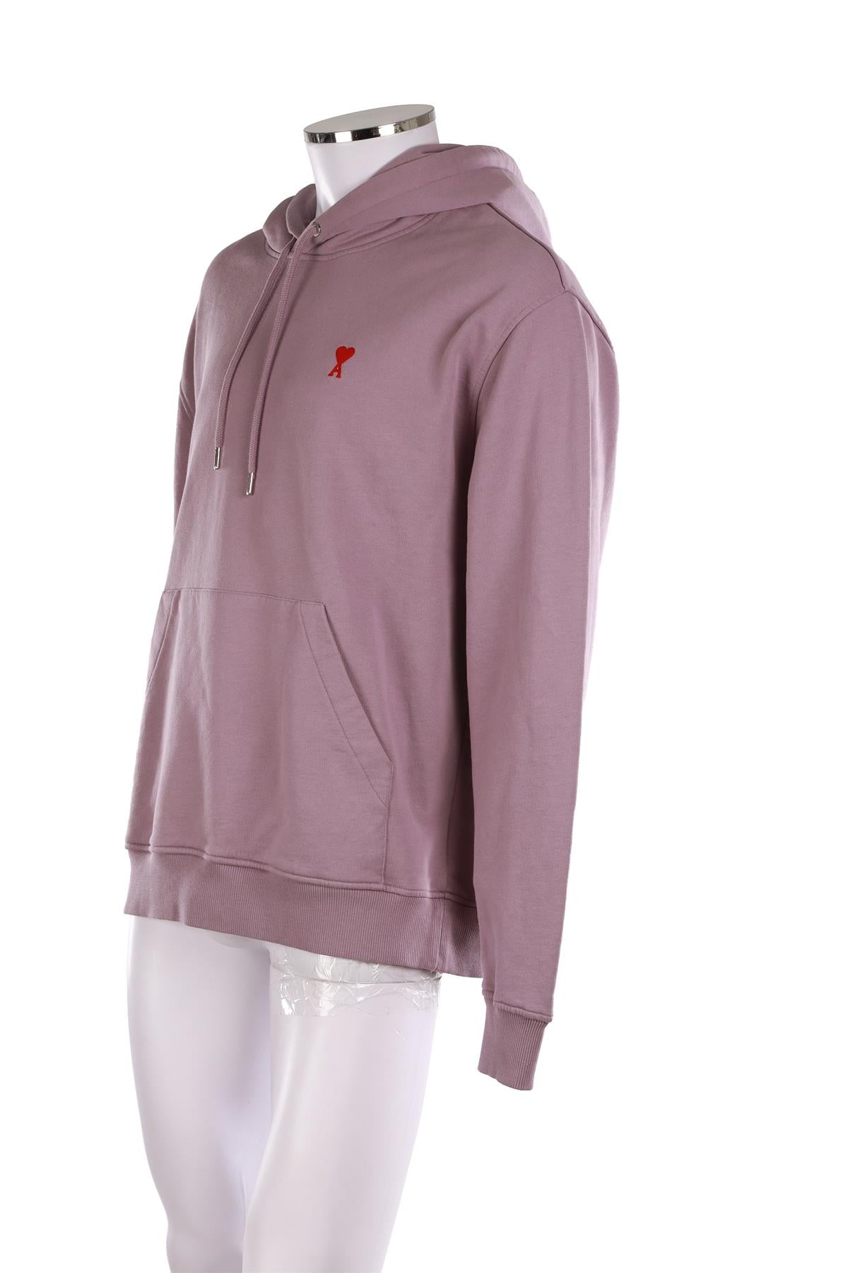 AMI PARIS PURPLE MEN'S COTTON HOODIE XXLARGE