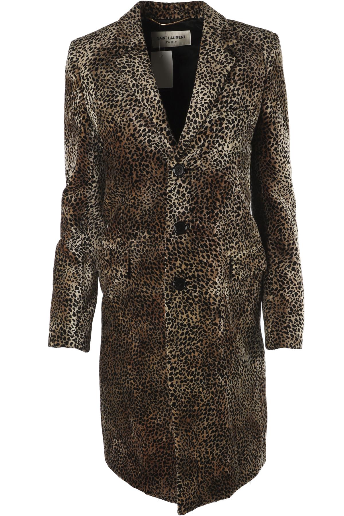 SAINT LAURENT BROWN AND BLACK PRINTED VELVET COAT FR 36 UK 8