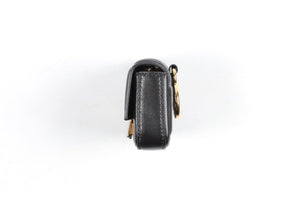 FENDI BLACK NANO BAGUETTE CHARM FF LEATHER CROSSBODY BAG