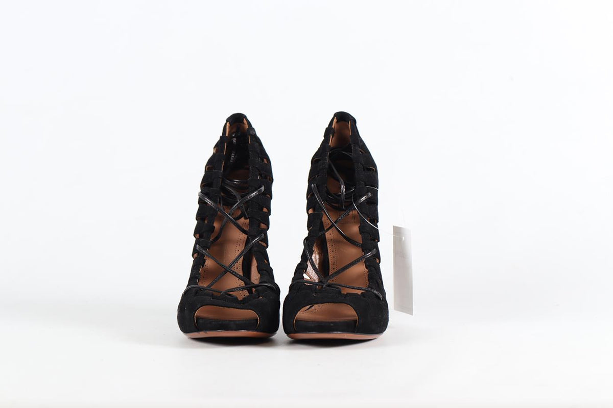 AZZEDINE ALAÏA SUEDE AND LEATHER SANDALS EU 37.5 UK 4.5 US 7.5