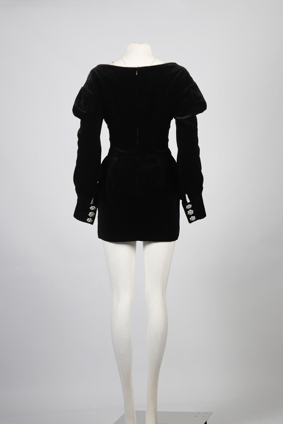 ALEXANDRE VAUTHIER CRYSTAL AND VELVET MINI DRESS FR 36 UK 8