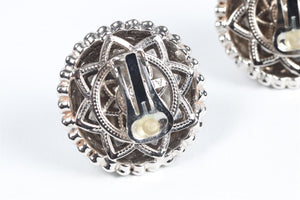 ALESSANDRA RICH SILVER TONE AND FAUX PEARL CLIP EARRINGS