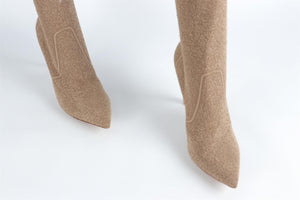 GIANVITO ROSSI BEIGE KNIT OVER THE KNEE BOOTS EU 39 UK 6 US 9