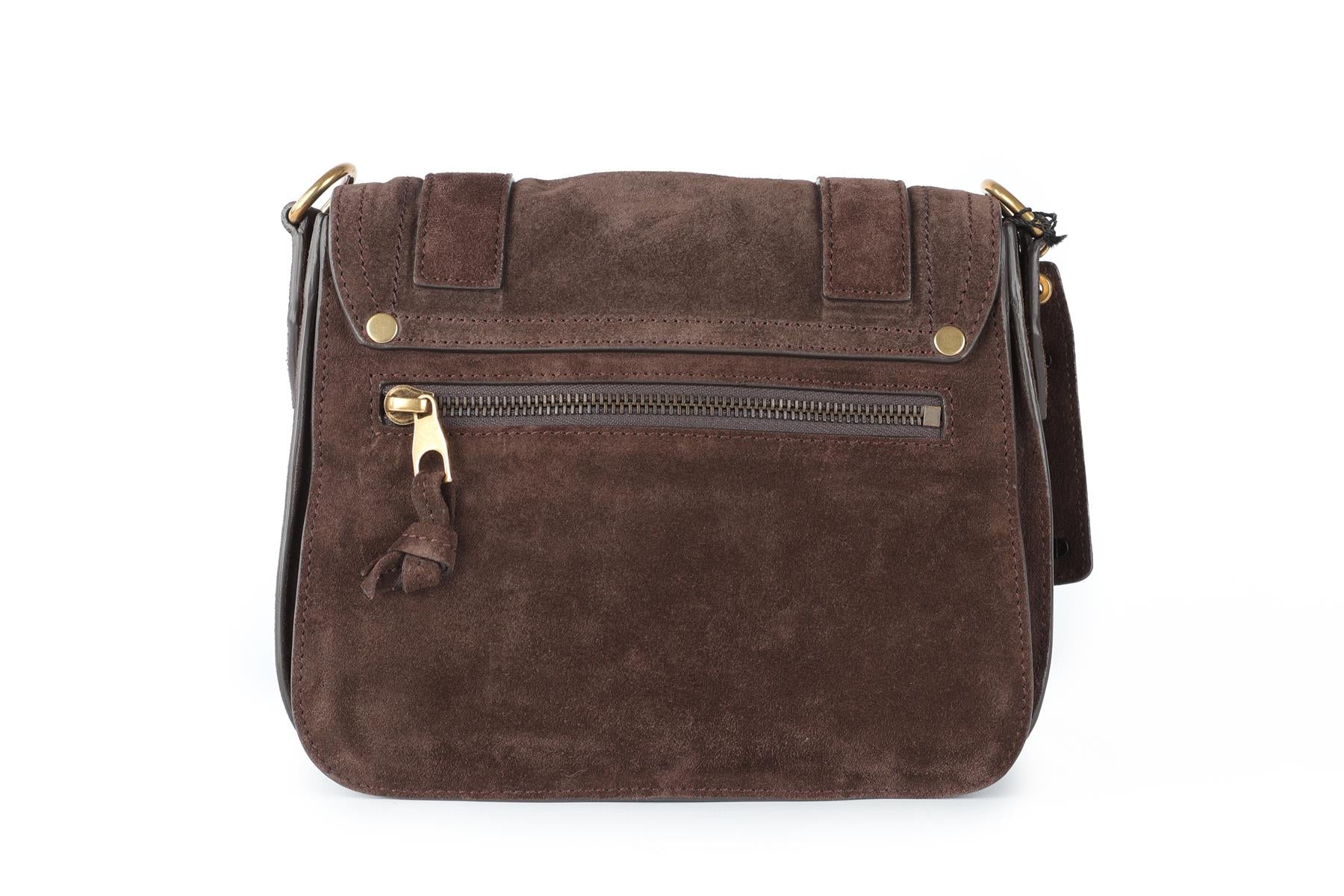 PROENZA SCHOULER BROWN PS1 SMALL SUEDE SHOULDER BAG