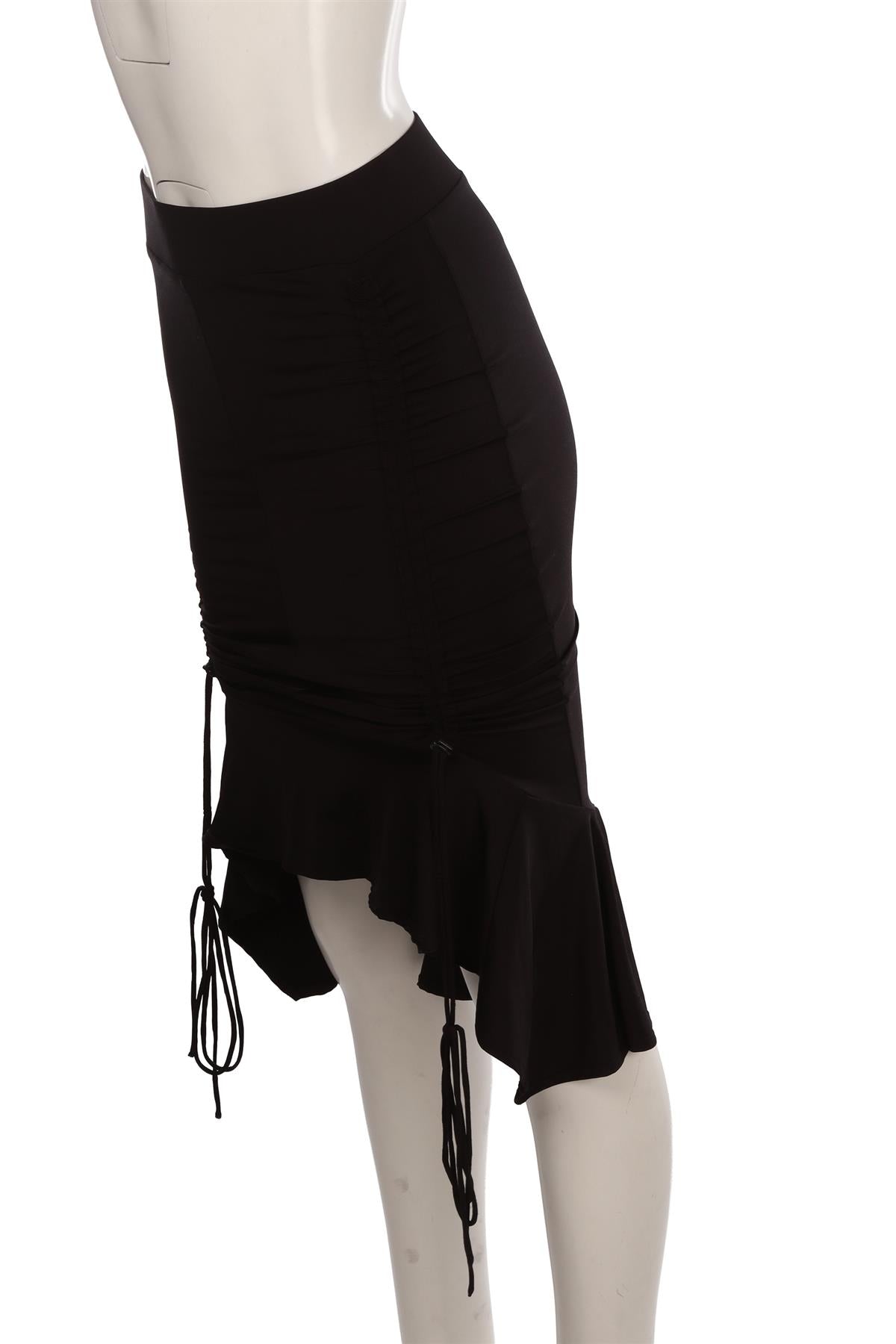 BLACK JERSEY MIDI SKIRT