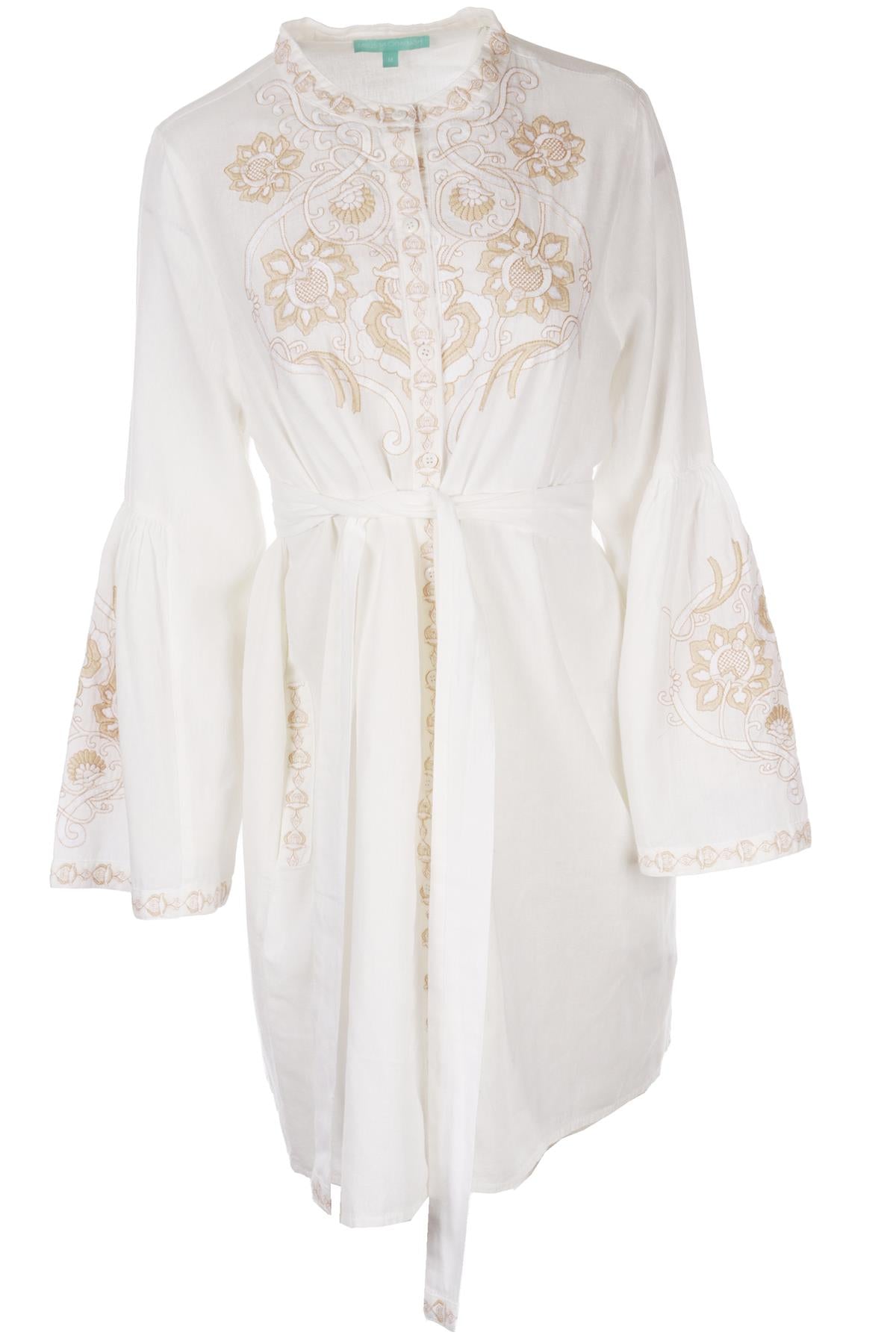 CREAM LINEN MIDI DRESS