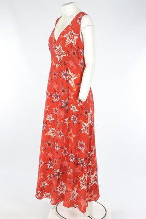 EMPORIO SIRENUSE RED SILK MAXI DRESS IT 42 UK 10