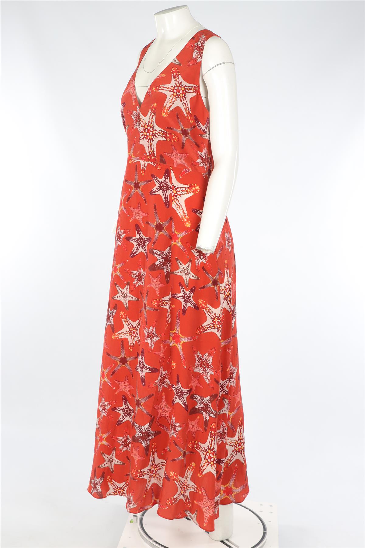 EMPORIO SIRENUSE RED SILK MAXI DRESS IT 42 UK 10