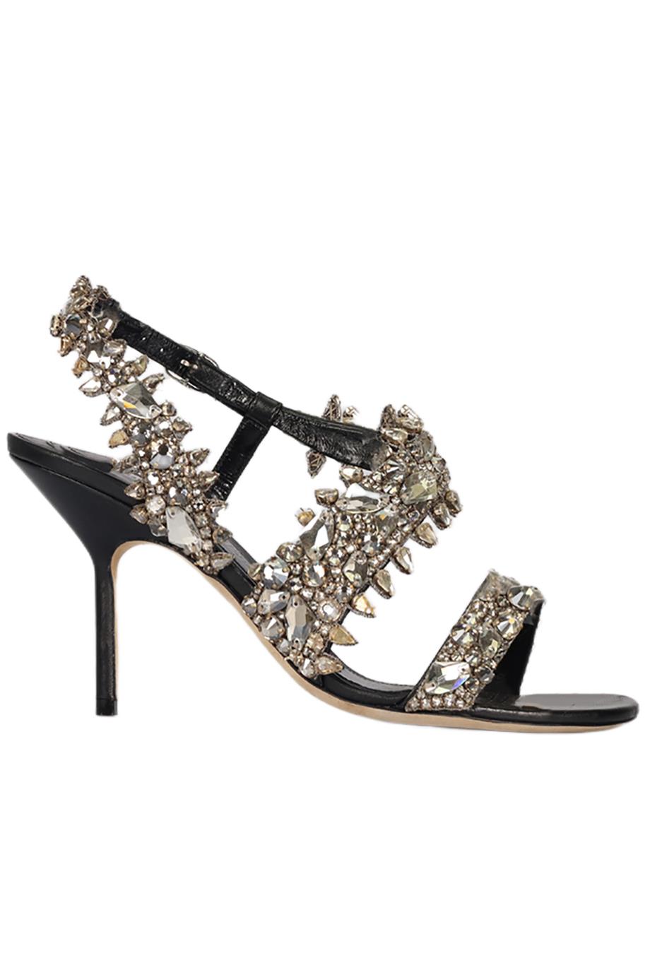 ALEXANDER MCQUEEN CRYSTAL AND LEATHER SANDALS EU 38.5 UK 5.5 US 8.5
