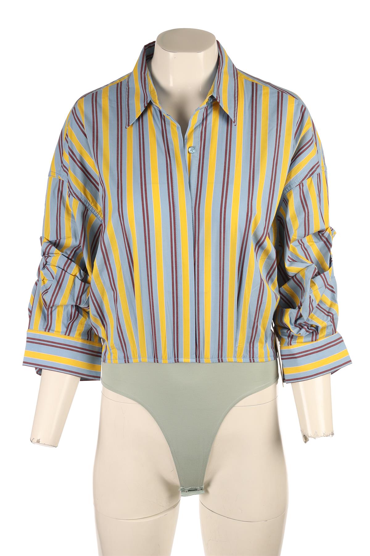 STAUD BLUE COTTON BODYSUIT SMALL