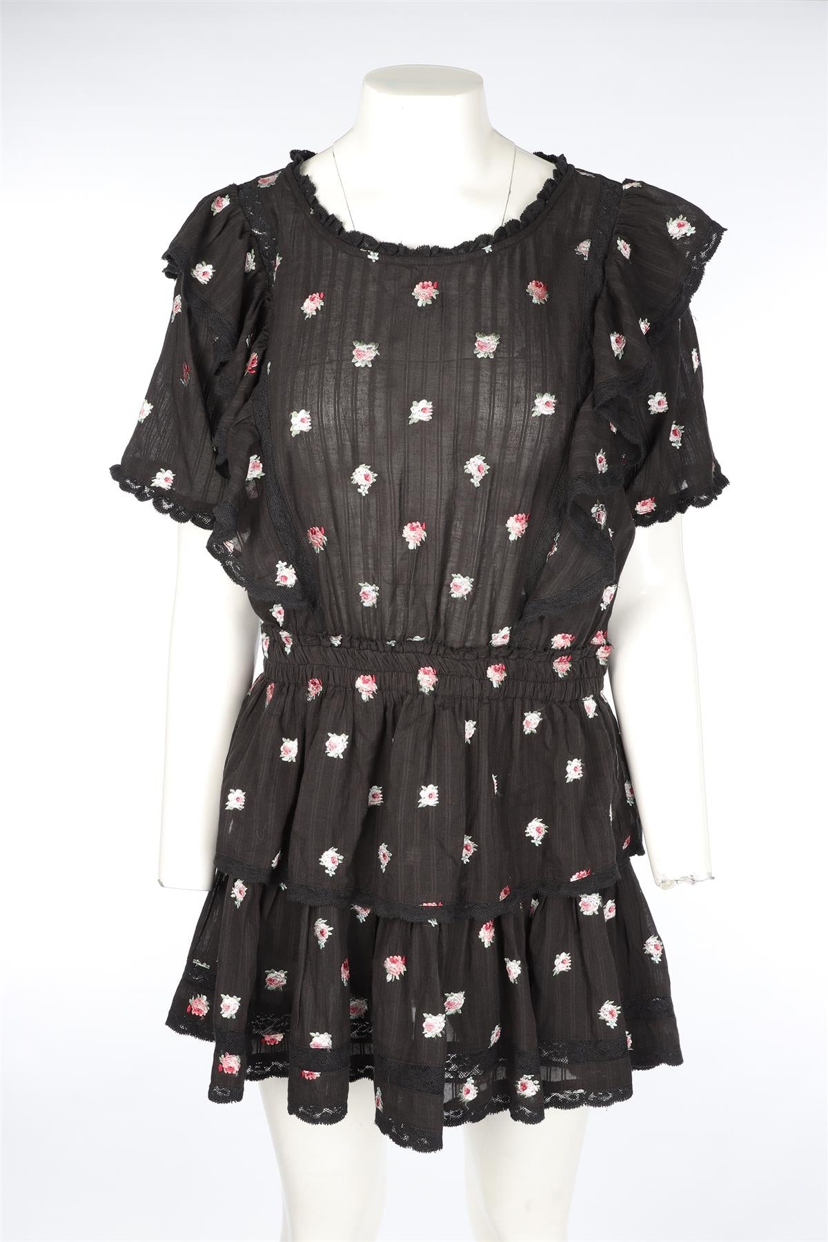 LOVESHACKFANCY BLACK MINI DRESS LARGE