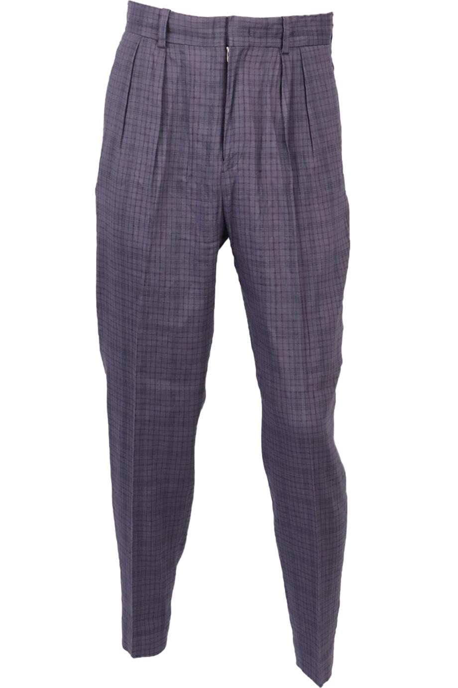 ISABEL MARANT MEN'S CHECKED LINEN BLEND PANTS FR 36 W28