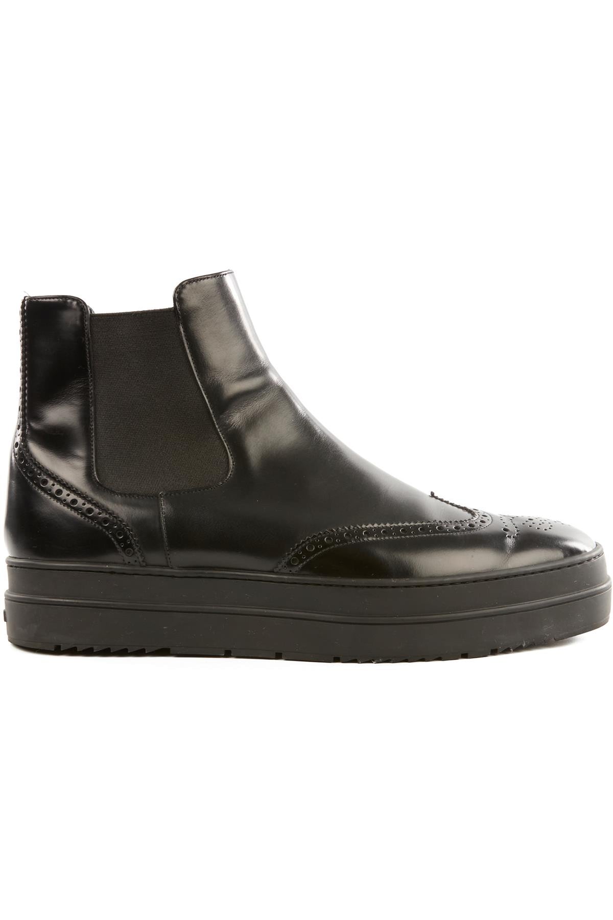 PRADA BLACK MEN'S LEATHER ANKLE BOOTS UK 7.5 EU 41.5 US 8.5