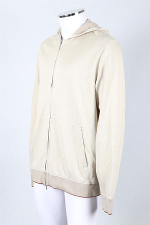 LORO PIANA BEIGE MEN'S COTTON BLEND HOODIE XXLARGE