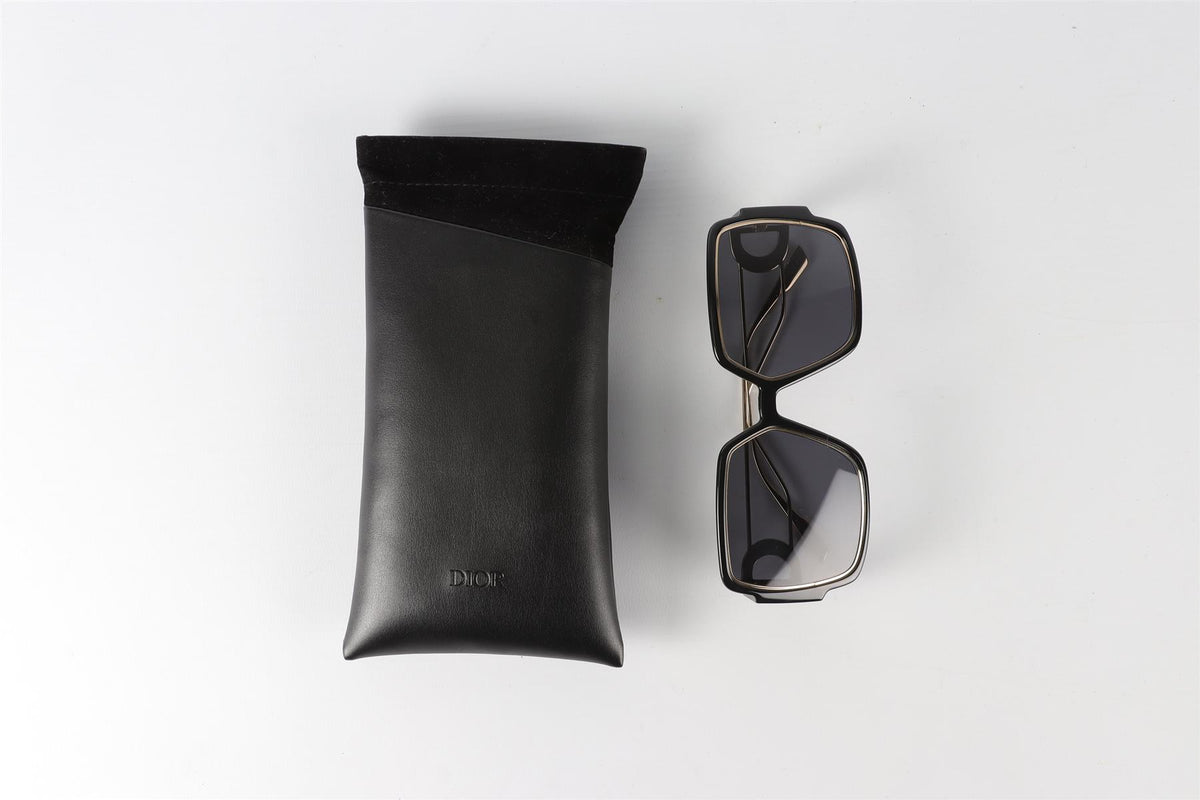 CHRISTIAN DIOR BLACK SQUARE FRAME ACETATE SUNGLASSES