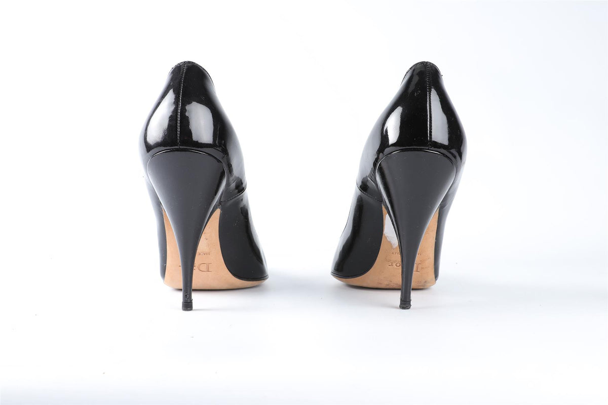 CHRISTIAN DIOR BLACK PATENT LEATHER PUMPS EU 37.5 UK 4.5 US 7.5