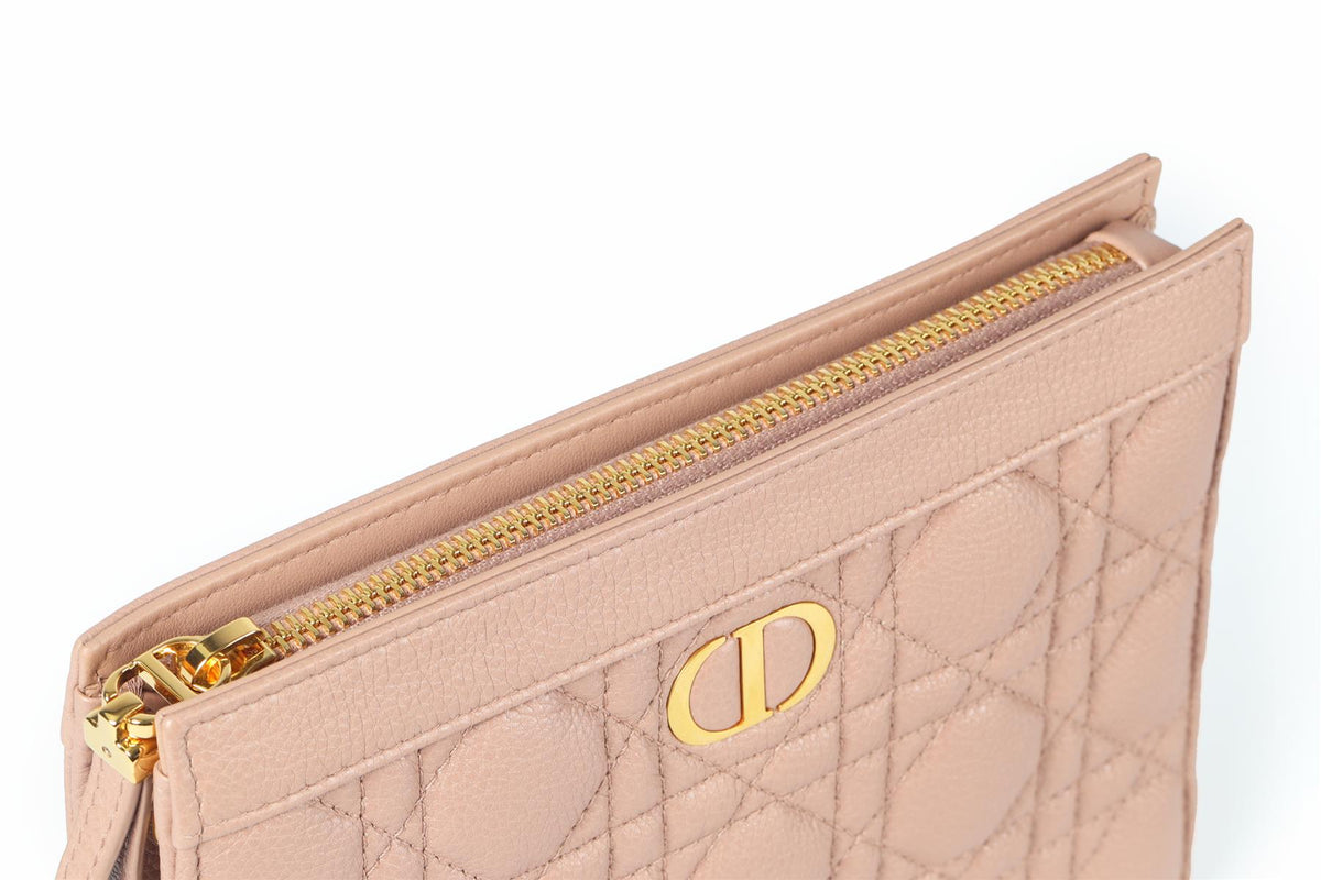 CHRISTIAN DIOR NUDE 2022 CARO CANNAGE LEATHER SHOULDER BAG