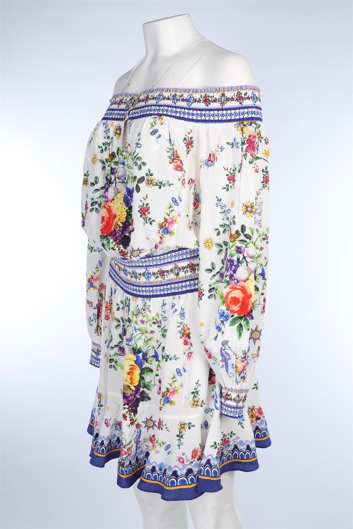 CAMILLA BLUE SILK MINI DRESS MEDIUM