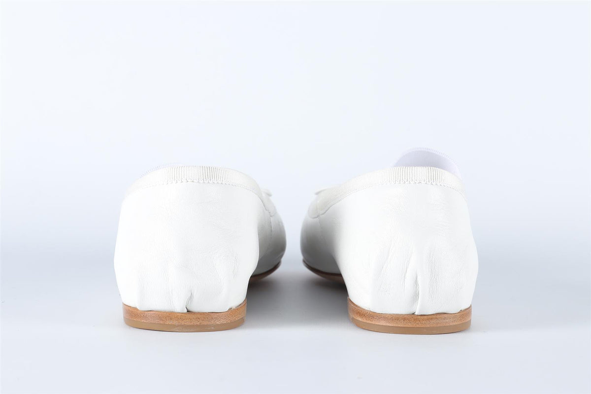 MIU MIU WHITE LEATHER BALLET FLATS EU 38 UK 5 US 8