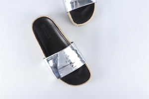 ALEXANDER WANG SILVER LEATHER SLIDES EU 36.5 UK 3.5 US 6.5