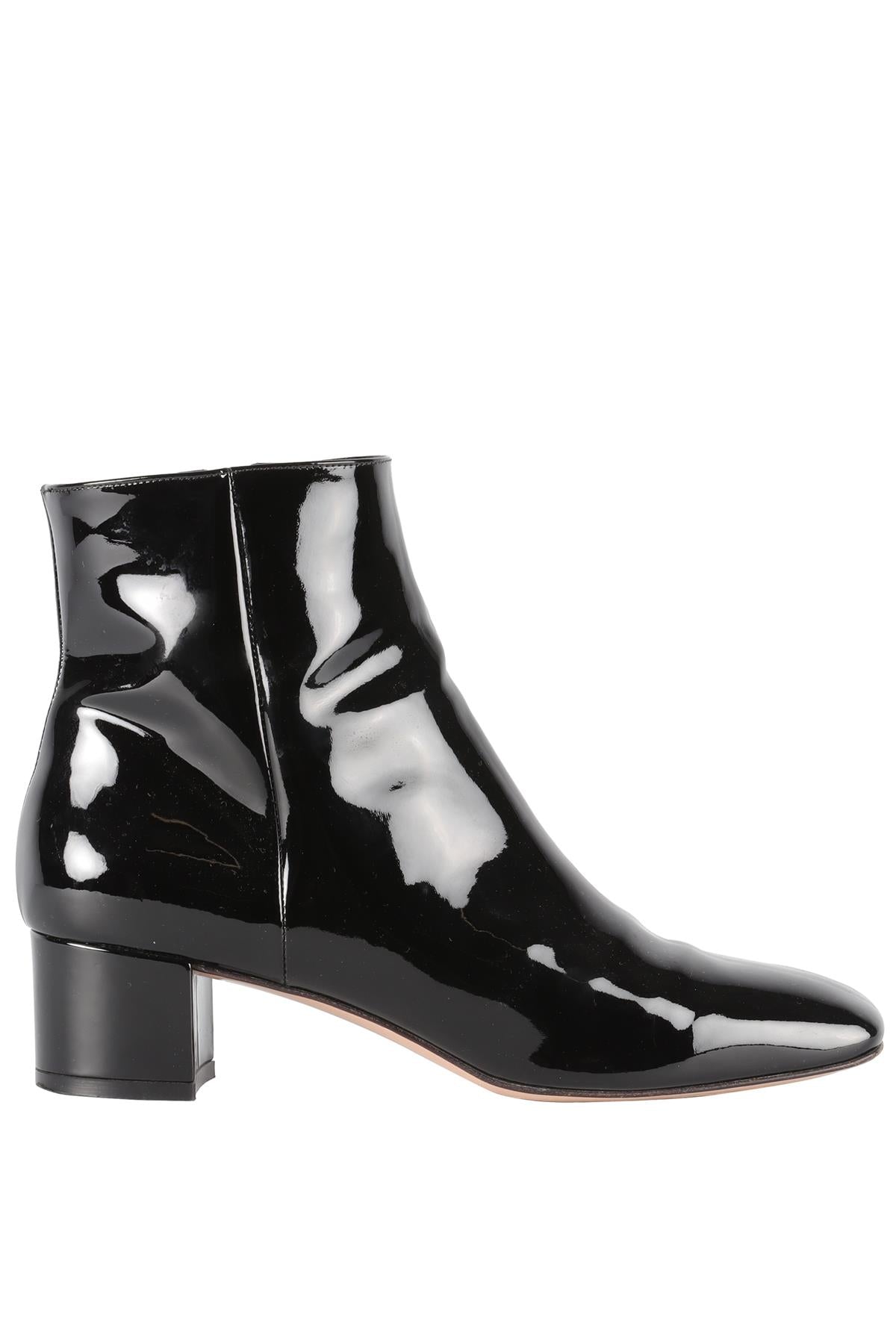 GIANVITO ROSSI BLACK PATENT LEATHER ANKLE BOOTS EU 39 UK 6 US 9