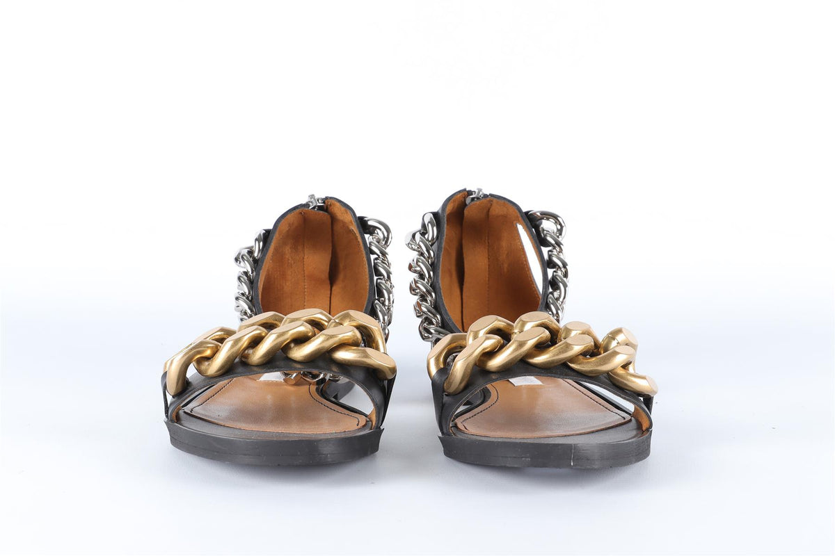 STELLA MCCARTNEY BLACK FAUX LEATHER SANDALS EU 38 UK 5 US 8
