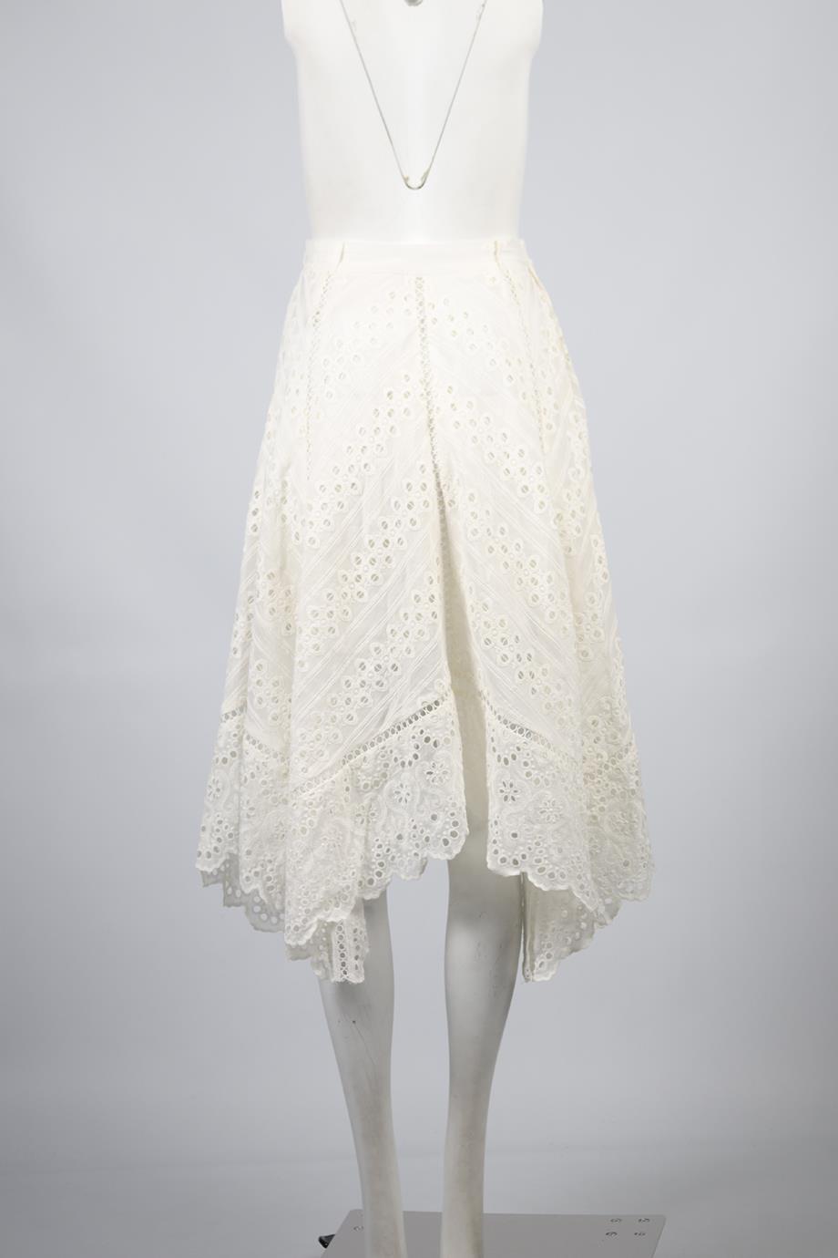 ZIMMERMANN COTTON AND SILK BLEND MIDI SKIRT UK 8