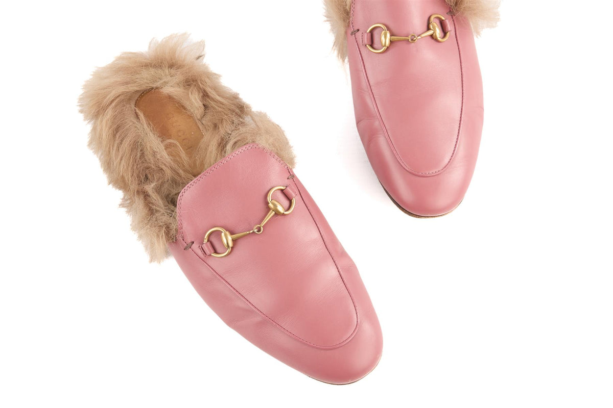 GUCCI PINK PRINCETOWN LEATHER SLIPPERS EU 39 UK 6 US 9